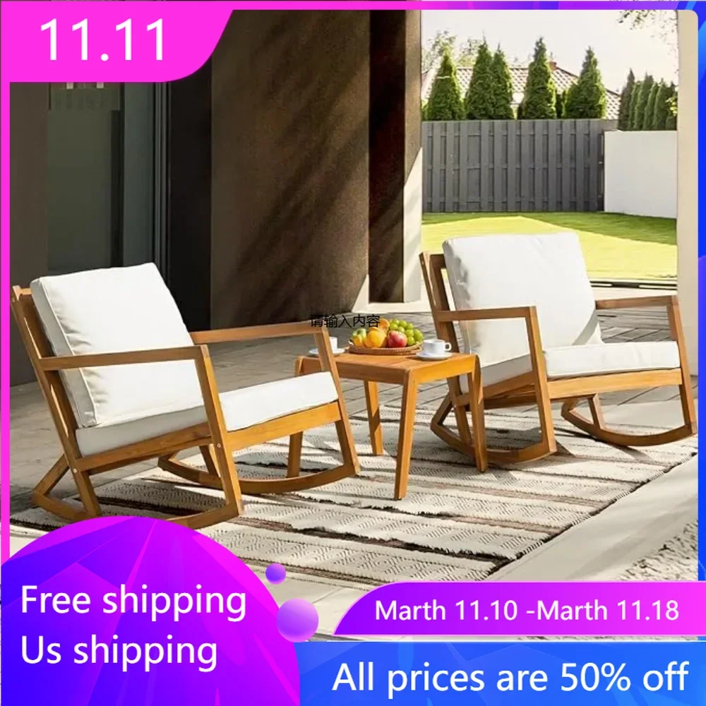 400lbs Capacity Outdoor Club Chairs Set of 2 with Wooden Side Table, Acacia Wood Patio Furniture Set for Firepit Porch, Large
400lbs Capacity Outdoor Club Chairs Set of 2 with Wooden Side Table, Acacia Wood Patio Furniture Set for Firepit Porch, Large
