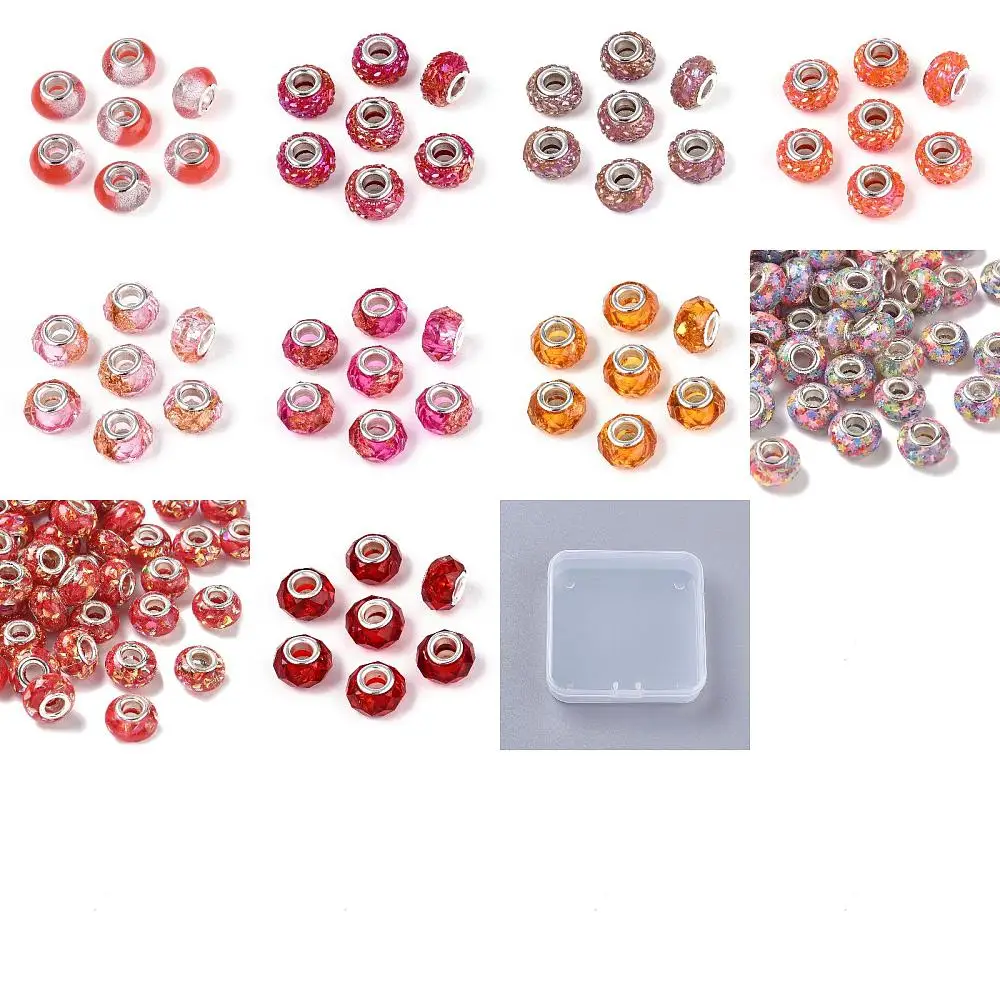 64Pcs 10 Styles Transparent Resin Rondelle European Beads with Brass Cores Large Hole Beads Platinum Silver Red
64Pcs 10 Styles Transparent Resin Rondelle European Beads with Brass Cores Large Hole Beads Platinum Silver Red