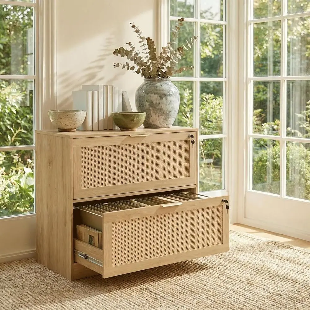 Wide Rattan Storage Cabinet with Lock, Printer Stand for Hanging Files/Letter/Legal/A4 Sizes, Natural Wood Finish
Wide Rattan Storage Cabinet with Lock, Printer Stand for Hanging Files/Letter/Legal/A4 Sizes, Natural Wood Finish