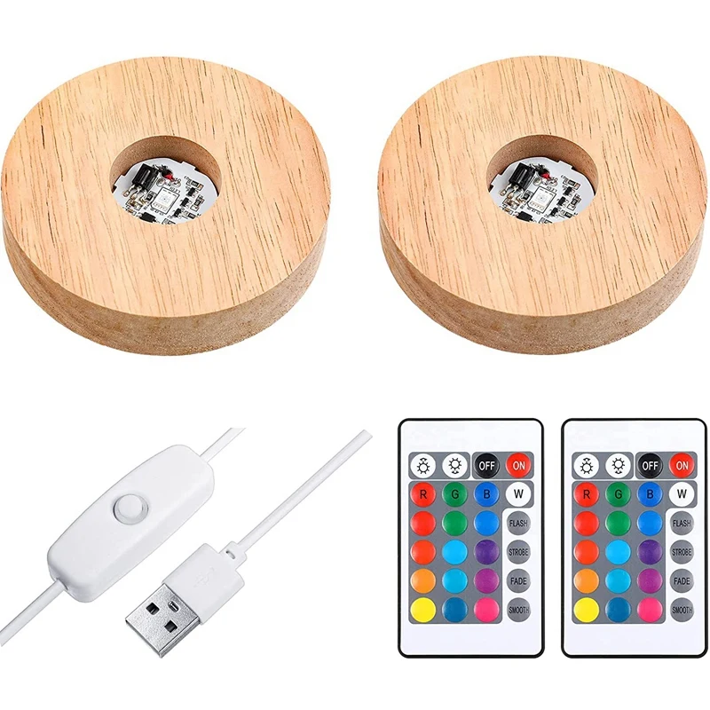 2 Pcs LED Lights Display Base Colored Round Wooden Lighted Base Stand With Remote Control For Crystal Glass Resin Art
2 Pcs LED Lights Display Base Colored Round Wooden Lighted Base Stand With Remote Control For Crystal Glass Resin Art