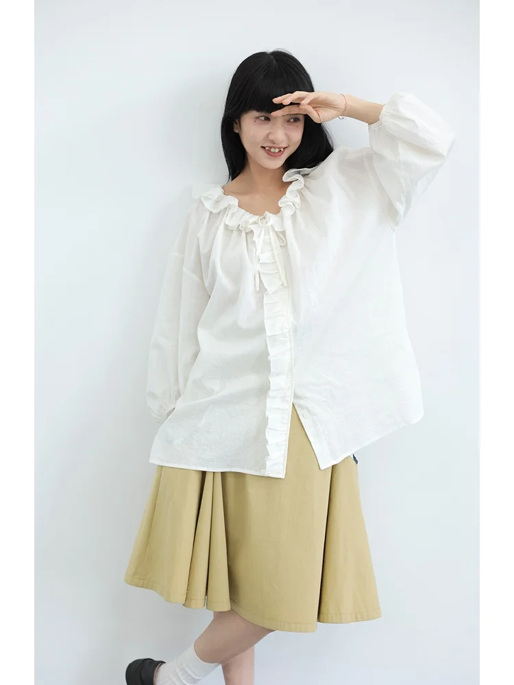 White Lace Collar Loose Lantern Sleeve Shirt Sun Protection Clothing Commute Style Regular Length Pure Color Button Closure
White Lace Collar Loose Lantern Sleeve Shirt Sun Protection Clothing Commute Style Regular Length Pure Color Button Closure