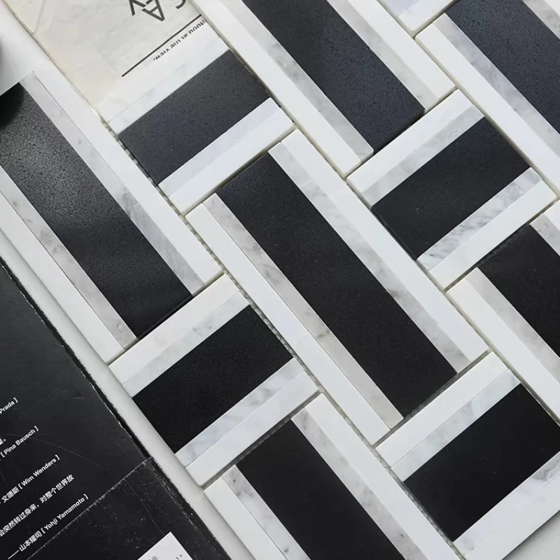 Black and white woven mosaic light luxury natural stone French club hotel cafe commercial non-slip floor tiles
Black and white woven mosaic light luxury natural stone French club hotel cafe commercial non-slip floor tiles