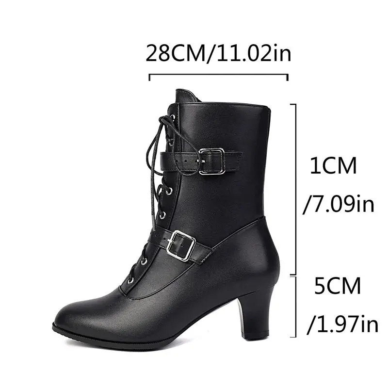 ASILETO Design Female Boots Round Toe Block Heels 5cm Zipper Lace Up Belt Buckle Big Size 46 47 48 Casual Daily Mid Calf Bota
ASILETO Design Female Boots Round Toe Block Heels 5cm Zipper Lace Up Belt Buckle Big Size 46 47 48 Casual Daily Mid Calf Bota