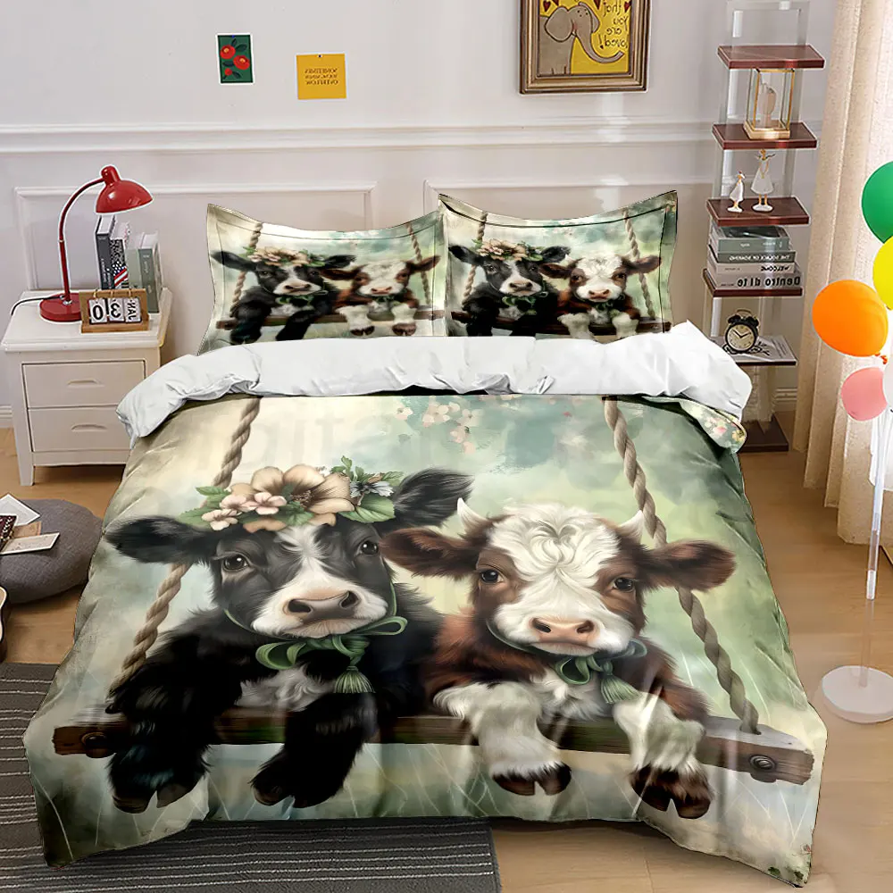 Calves on swing with floral crowns Bedding Set for Kids Luxury Gift 3pcs Digital Print Comforter Set Soft Comfortable Breathable
Calves on swing with floral crowns Bedding Set for Kids Luxury Gift 3pcs Digital Print Comforter Set Soft Comfortable Breathable