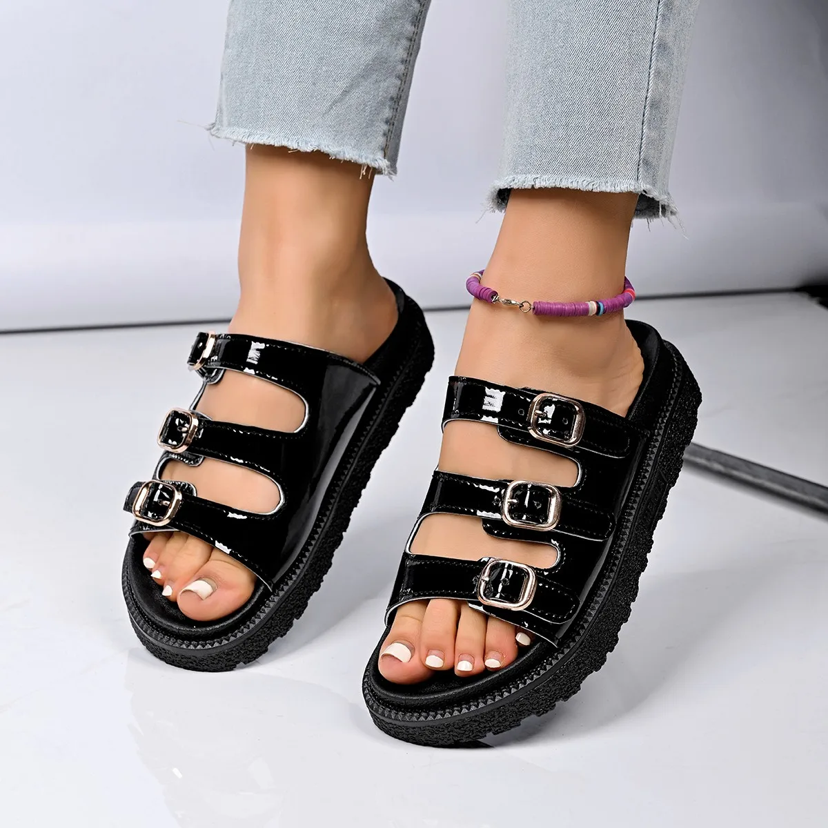 Casual Sandals Women Leather Metal Ankle Buckle Strap Summer Beach Slippers Ladies Low Heel Sport Shoes Handmade
Casual Sandals Women Leather Metal Ankle Buckle Strap Summer Beach Slippers Ladies Low Heel Sport Shoes Handmade
