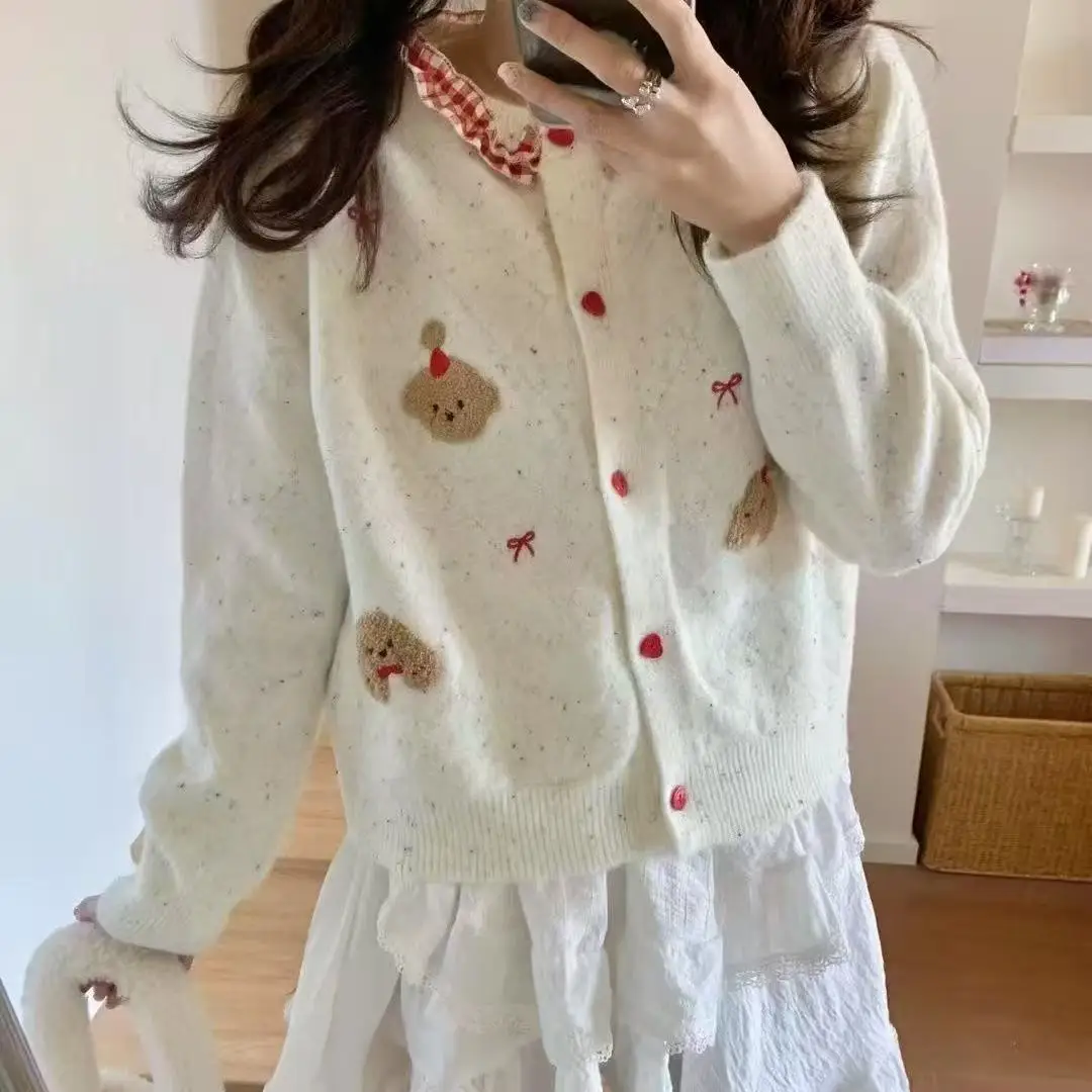 Повседневный вязаный женский кардиган, топ, корейский милый свитер с круглым вырезом и рисунком, женский осенне-зимний мягкий нежный возрастной свитер
Повседневный вязаный женский кардиган, топ, корейский милый свитер с круглым вырезом и рисунком, женский осенне-зимний мягкий нежный возрастной свитер