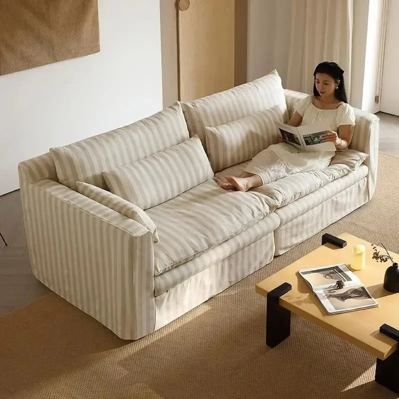 Wabi sand sofa living room cream wind straight row removable and washable striped cotton and linen fabric sofa
Wabi sand sofa living room cream wind straight row removable and washable striped cotton and linen fabric sofa