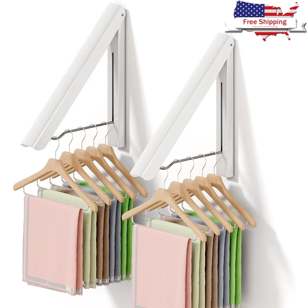 2 Pack Foldable Clothes Drying Rack Wall Mounted Space Saving Retractable Laundry Hanger Indoor Outdoor Collapsible Hanging Rack
2 Pack Foldable Clothes Drying Rack Wall Mounted Space Saving Retractable Laundry Hanger Indoor Outdoor Collapsible Hanging Rack