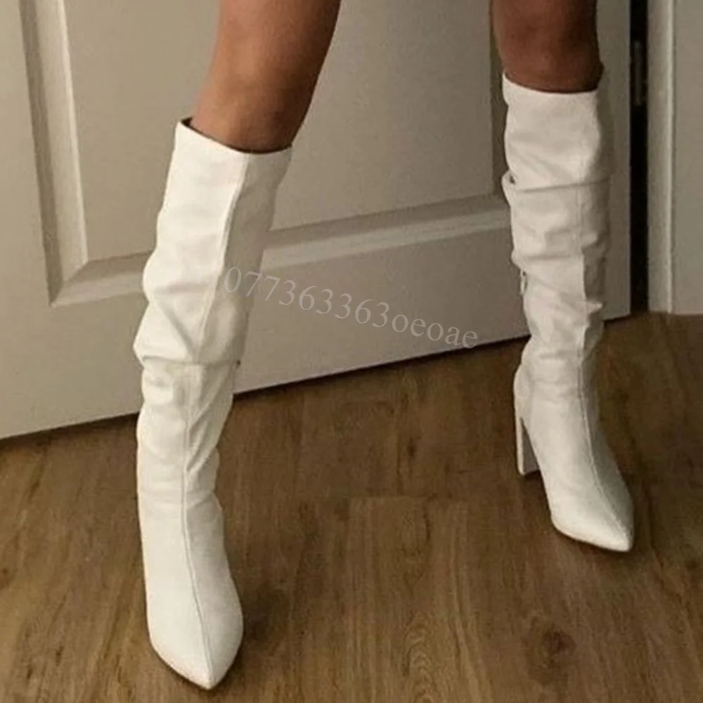 White Chunky High Heels Sexy Boots Pointed Toe Knee High Shoes for Women Matte Leather Fashion Shoes 2024 Zapatos Para Mujere
White Chunky High Heels Sexy Boots Pointed Toe Knee High Shoes for Women Matte Leather Fashion Shoes 2024 Zapatos Para Mujere