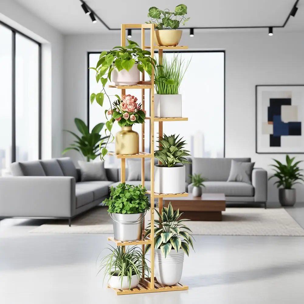 7-Tier Bamboo Plant Stand for Indoor Plants, 55 Tall with Multiple Potted Plant Storage
7-Tier Bamboo Plant Stand for Indoor Plants, 55 Tall with Multiple Potted Plant Storage