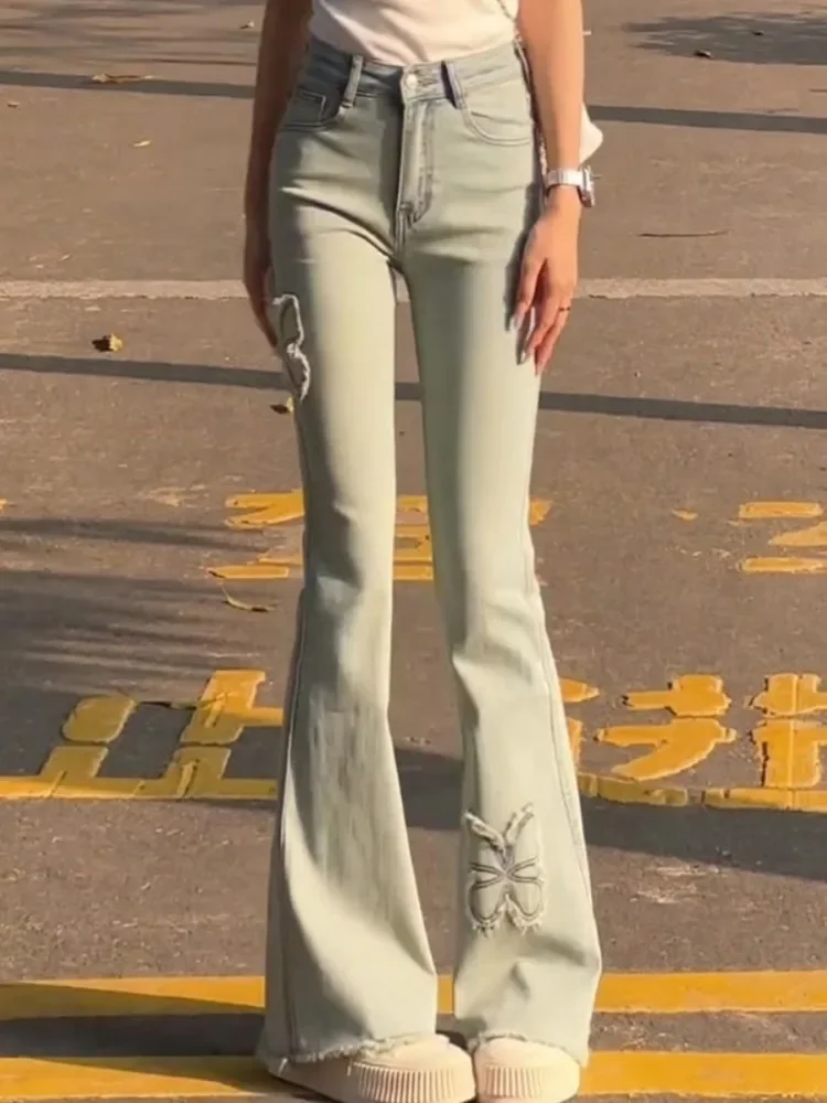 2025 New Vintage Butterfly Fringe Micro Flared Jeans Women's Spring Summer Korean Style Slimming Versatile Bell Bottom Trousers
2025 New Vintage Butterfly Fringe Micro Flared Jeans Women's Spring Summer Korean Style Slimming Versatile Bell Bottom Trousers