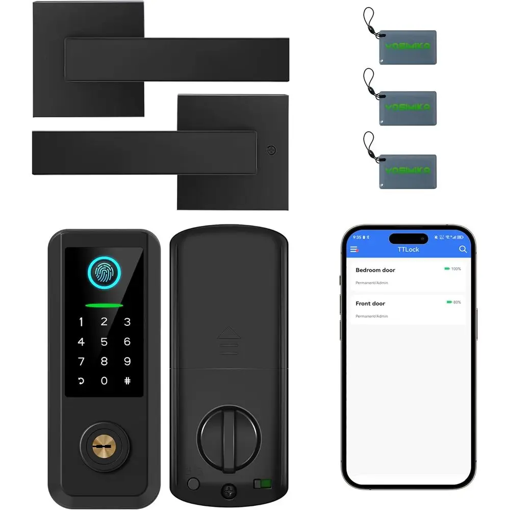 Matte Black Smart Door Lock with Keypad, Auto-Lock, and App Control
Matte Black Smart Door Lock with Keypad, Auto-Lock, and App Control