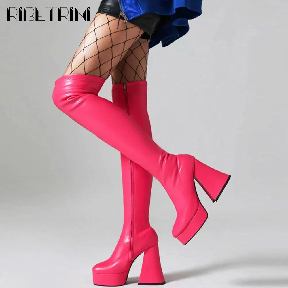 Sexy Elegant Women Motorcycle Boots Over The Knee High Boots Zipper Chunky High Heel Platform Shoes Luxury Designer Brand Boots
Sexy Elegant Women Motorcycle Boots Over The Knee High Boots Zipper Chunky High Heel Platform Shoes Luxury Designer Brand Boots