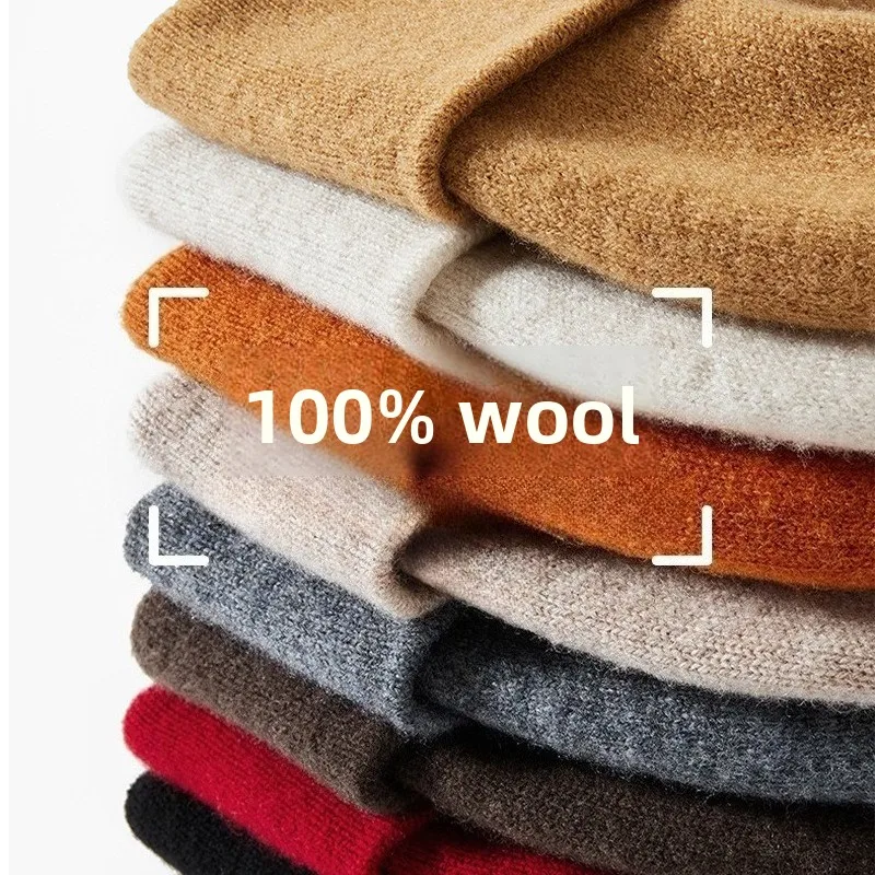 High Quality 100% Wool Warm Soft Cold Hat Solid Knitted Thick Beanie Men Women Unisex Causal Skull Cap Female Male Fall Winter
High Quality 100% Wool Warm Soft Cold Hat Solid Knitted Thick Beanie Men Women Unisex Causal Skull Cap Female Male Fall Winter