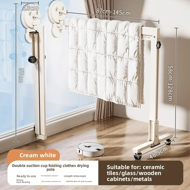 Foldable Suction Cup Clothes Hanger Extendable for Window Laundry Drying Rack No Drill Installation
Foldable Suction Cup Clothes Hanger Extendable for Window Laundry Drying Rack No Drill Installation