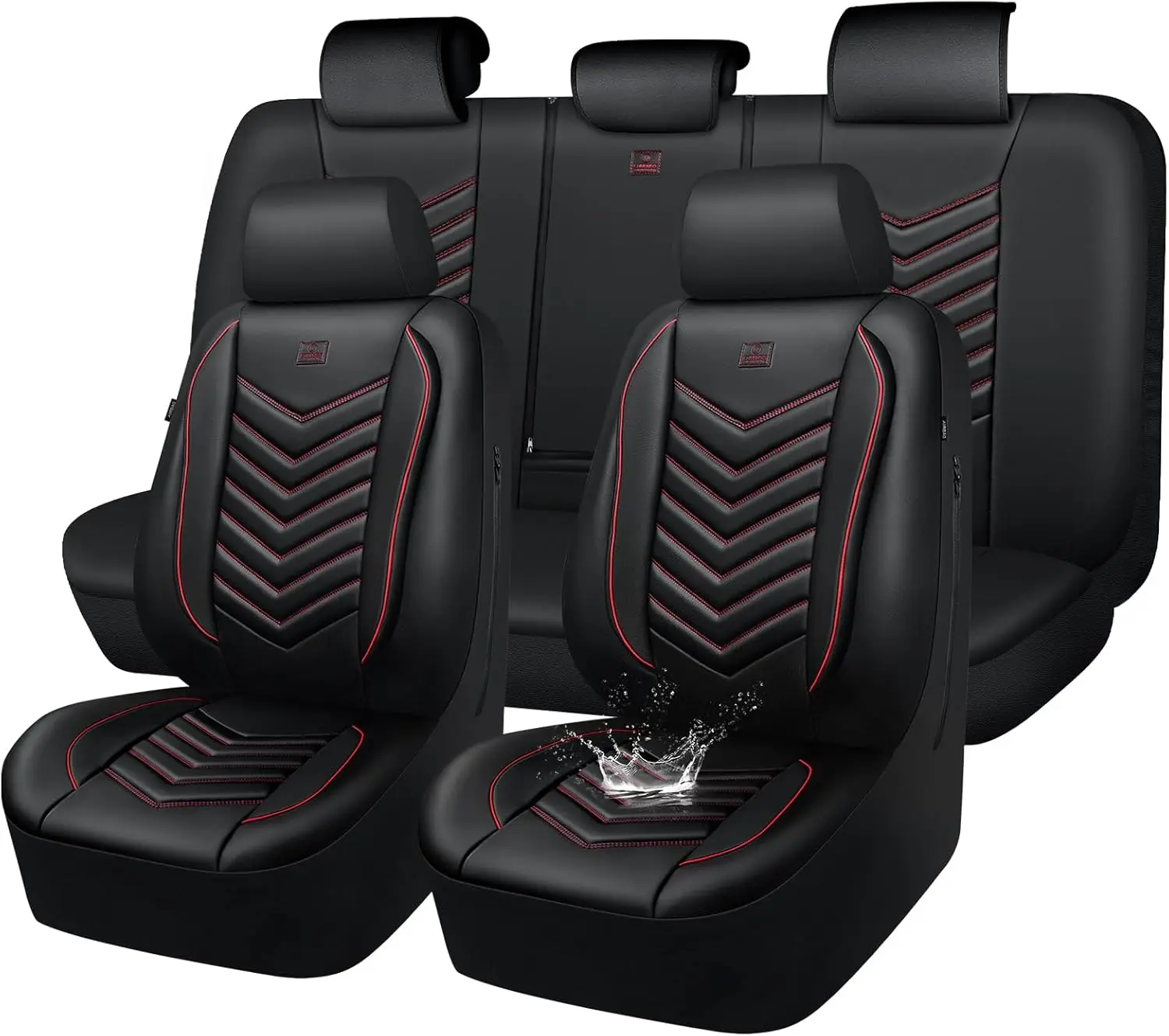 3D Foam Leather Seat Covers Full Set, Red Waterproof, Universal Fit for SUV Truck Sedan, Armrest Airbag Compatible
3D Foam Leather Seat Covers Full Set, Red Waterproof, Universal Fit for SUV Truck Sedan, Armrest Airbag Compatible