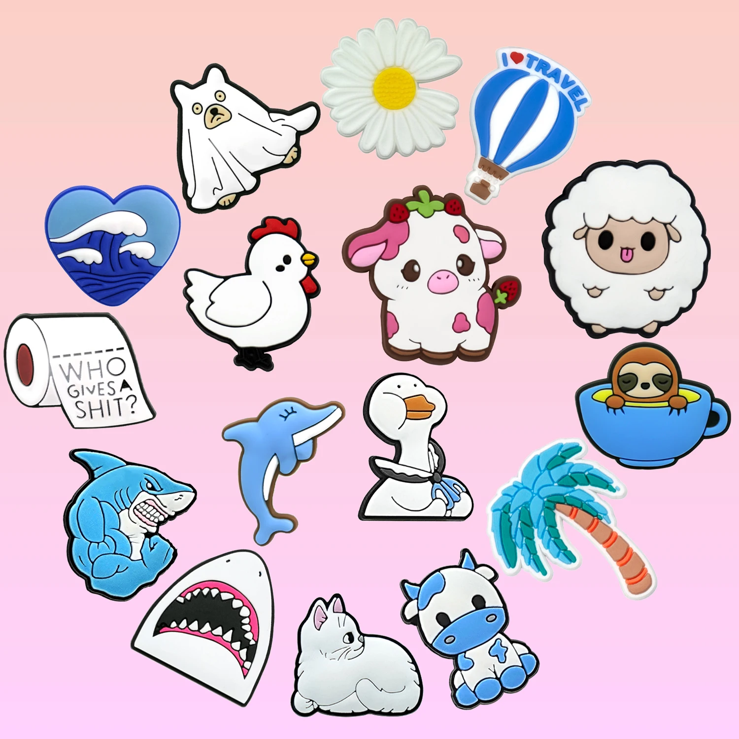 1/16PCS Blue Shark Cow Shoe Charms for Women White Sheep Cat Chicken Duck Shoe Accessories Sea Wave Pin Clog Jeans Decoration
1/16PCS Blue Shark Cow Shoe Charms for Women White Sheep Cat Chicken Duck Shoe Accessories Sea Wave Pin Clog Jeans Decoration