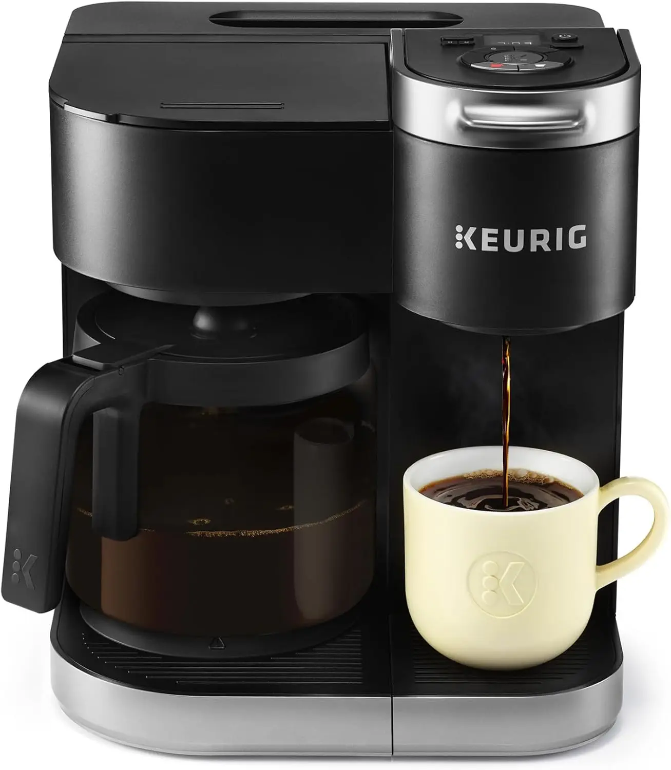 Кофеварка K-Duo на одну порцию K-Cup и графин, с различными размерами заваривания, съемным резервуаром на 60 унций (Gen 1), черный
Кофеварка K-Duo на одну порцию K-Cup и графин, с различными размерами заваривания, съемным резервуаром на 60 унций (Gen 1), черный