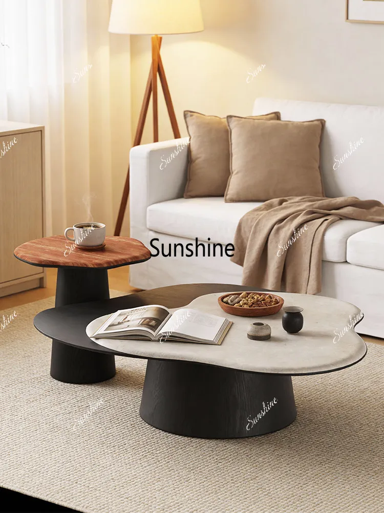 Retro style creative living room irregular height coffee table combination
Retro style creative living room irregular height coffee table combination