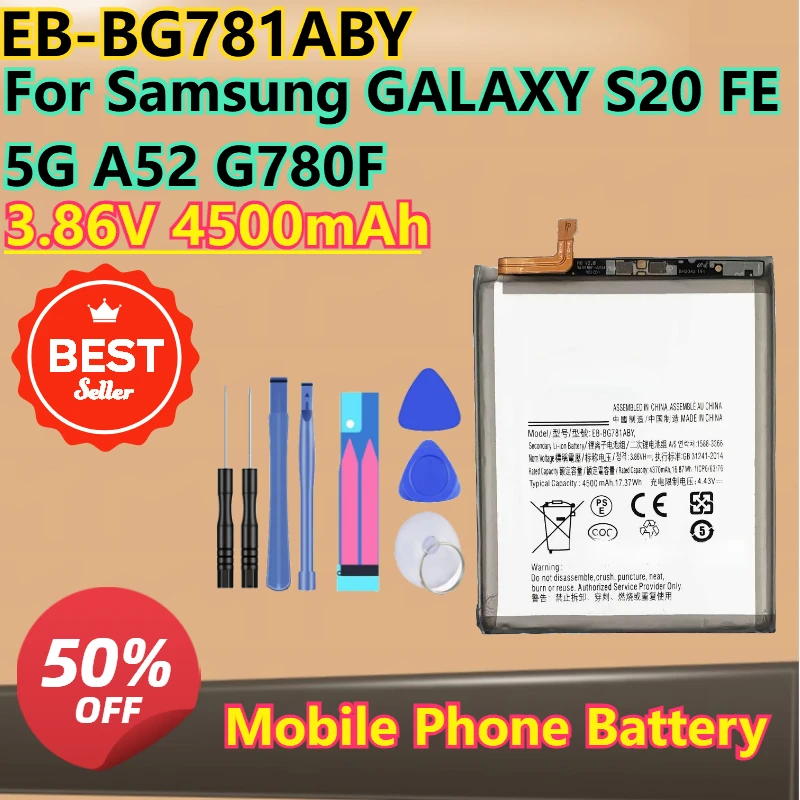 Для Samsung GALAXY S20 FE 5G A52 G780F 3,86 В 4500 мАч аккумулятор мобильного телефона EB-BG781ABY с инструментами 
Для Samsung GALAXY S20 FE 5G A52 G780F 3,86 В 4500 мАч аккумулятор мобильного телефона EB-BG781ABY с инструментами