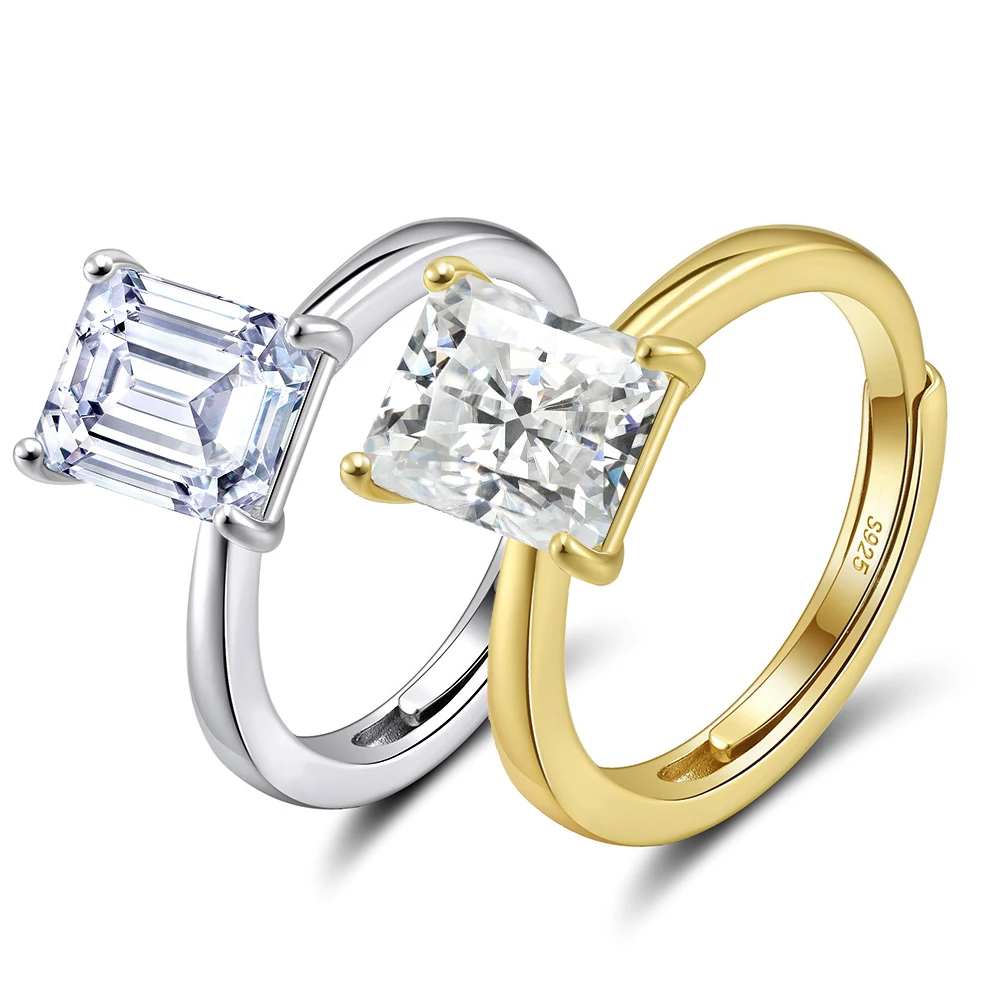 Прямоугольное кольцо Deluxe с муассанитом 1-4 карата и сертификатом, 100% пройденный тест на бриллиант, комплект серебряных украшений S925, регулируемый размер 5-9
Прямоугольное кольцо Deluxe с муассанитом 1-4 карата и сертификатом, 100% пройденный тест на бриллиант, комплект серебряных украшений S925, регулируемый размер 5-9