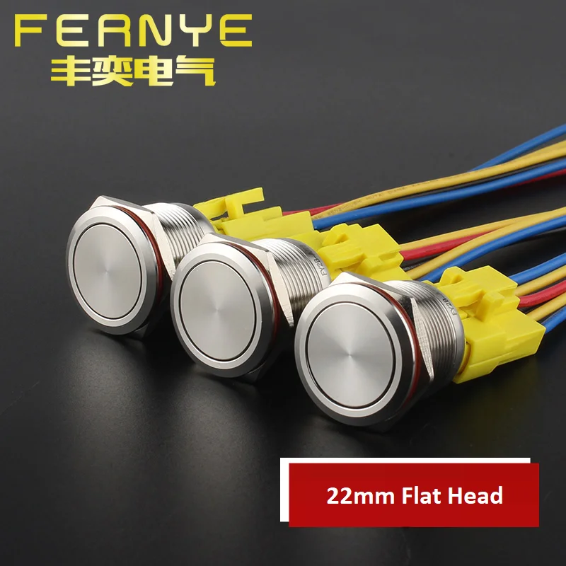22mm Metal Push Button Switch Waterproof Self locking/Momentary Flat Head No Led Light Switch 4 Pins with Connector
22mm Metal Push Button Switch Waterproof Self locking/Momentary Flat Head No Led Light Switch 4 Pins with Connector