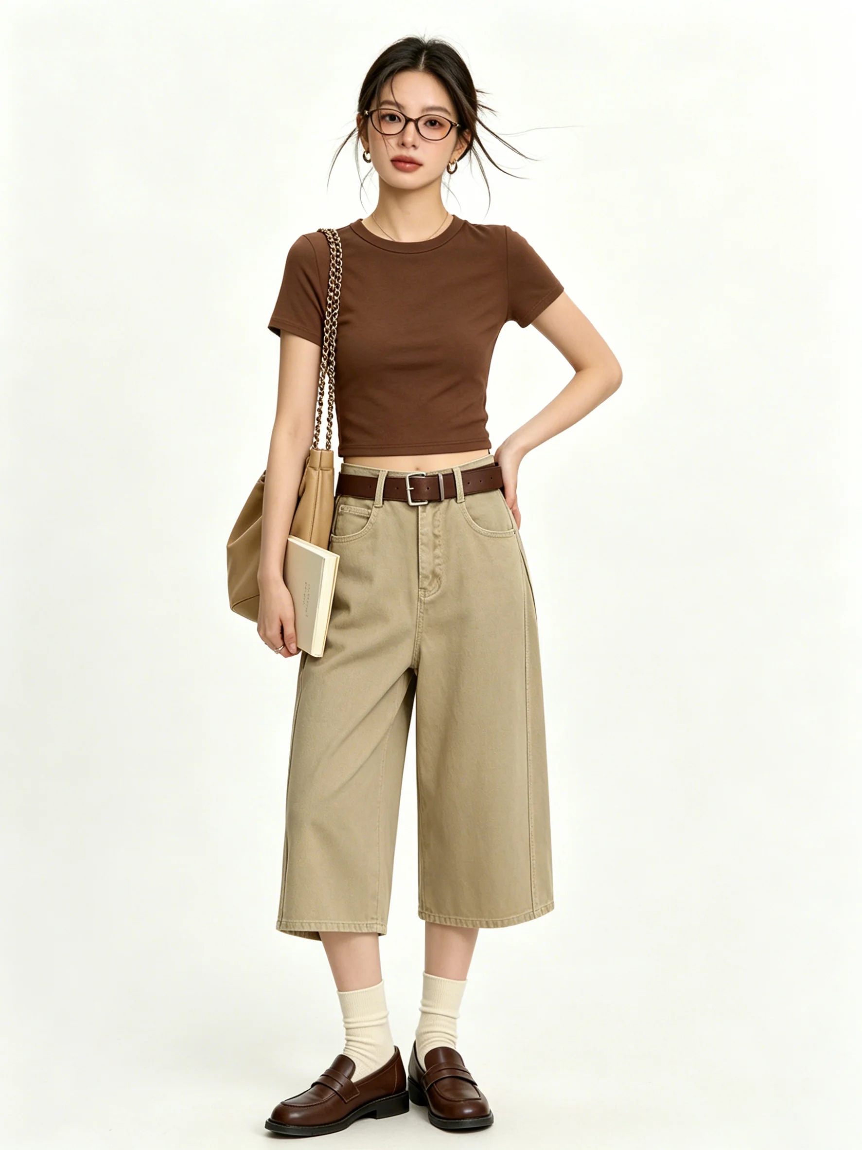 High Waist Wide Leg Workwear Jeans Women's Loose Slimming Seven-Foot Pants with Belt Khaki Color Summer Fashion Korean Style
High Waist Wide Leg Workwear Jeans Women's Loose Slimming Seven-Foot Pants with Belt Khaki Color Summer Fashion Korean Style