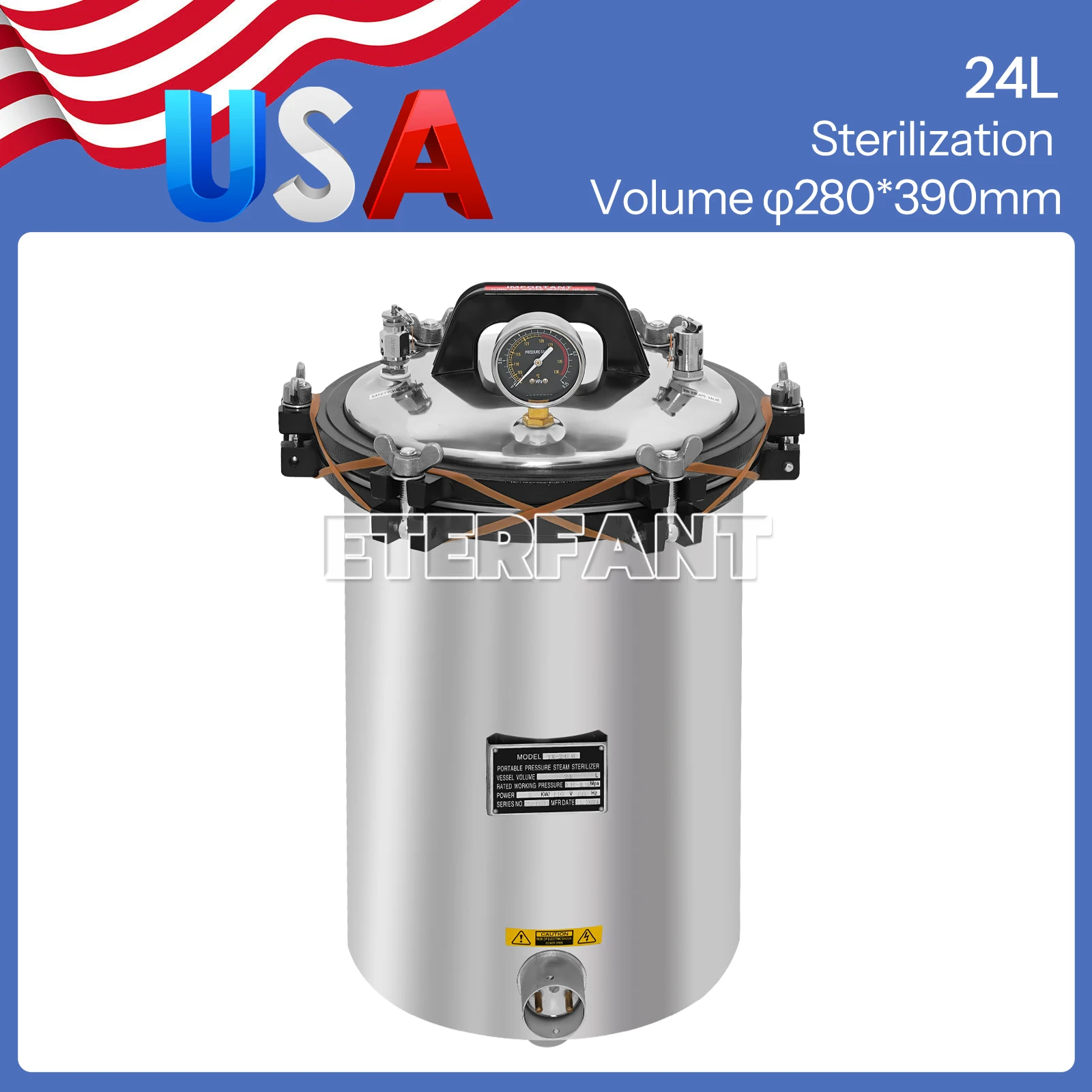ETERFANT YX-24LM Portable Coal and Electricity Heated Autoclave Pressure Steam Sterilizer
ETERFANT YX-24LM Portable Coal and Electricity Heated Autoclave Pressure Steam Sterilizer
