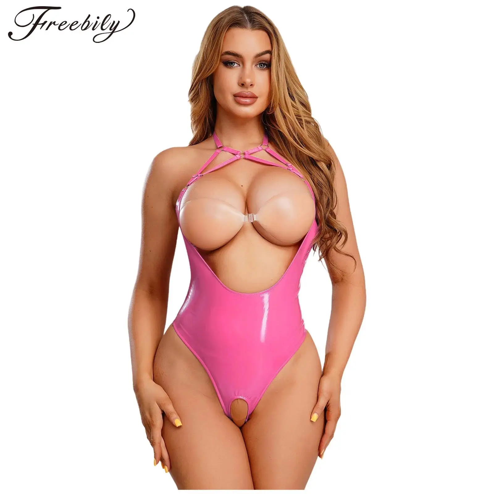 Women Sexy Open Chest Crotchless Bodysuit Wet Look Patent Leather Backless Jumpsuit Lingerie Nightwear Raves Party Clubwear
Women Sexy Open Chest Crotchless Bodysuit Wet Look Patent Leather Backless Jumpsuit Lingerie Nightwear Raves Party Clubwear
