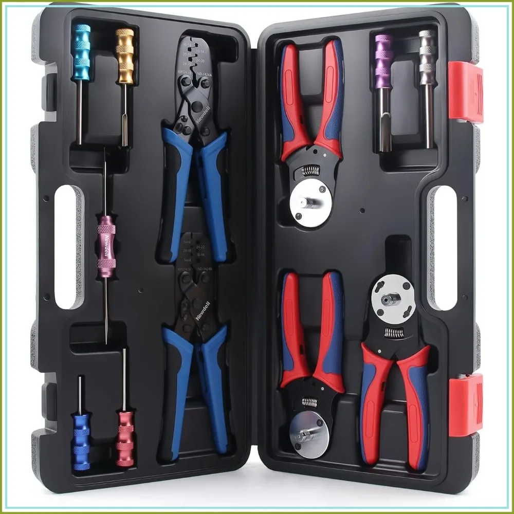 12Pcs Deutsch Crimp Tool Kit Weather Pack Crimpers Open & Close Barrel with Pin Removal Tool for DT, Molex, Delphi Connectors
12Pcs Deutsch Crimp Tool Kit Weather Pack Crimpers Open & Close Barrel with Pin Removal Tool for DT, Molex, Delphi Connectors