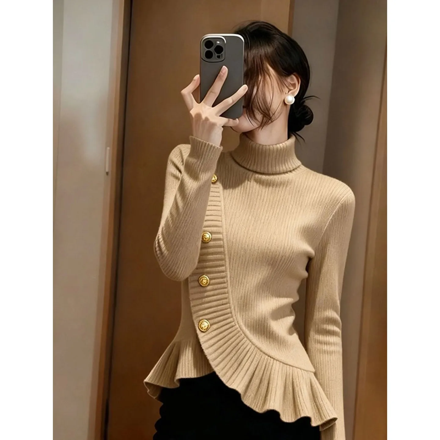 Осенняя женская водолазка с длинными рукавами и оборками, свитер, винтажный элегантный повседневный мягкий эластичный вязаный тонкий пуловер, топы, одежда
Осенняя женская водолазка с длинными рукавами и оборками, свитер, винтажный элегантный повседневный мягкий эластичный вязаный тонкий пуловер, топы, одежда