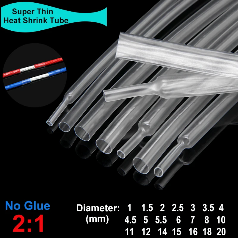 1/5m Clear Super Thin Heat Shrink Tube 1~ 20mm Flexible Earphone Line Heat Shrinkage Tube Cover Audio Cable Sleeve Sheath Wrap
1/5m Clear Super Thin Heat Shrink Tube 1~ 20mm Flexible Earphone Line Heat Shrinkage Tube Cover Audio Cable Sleeve Sheath Wrap