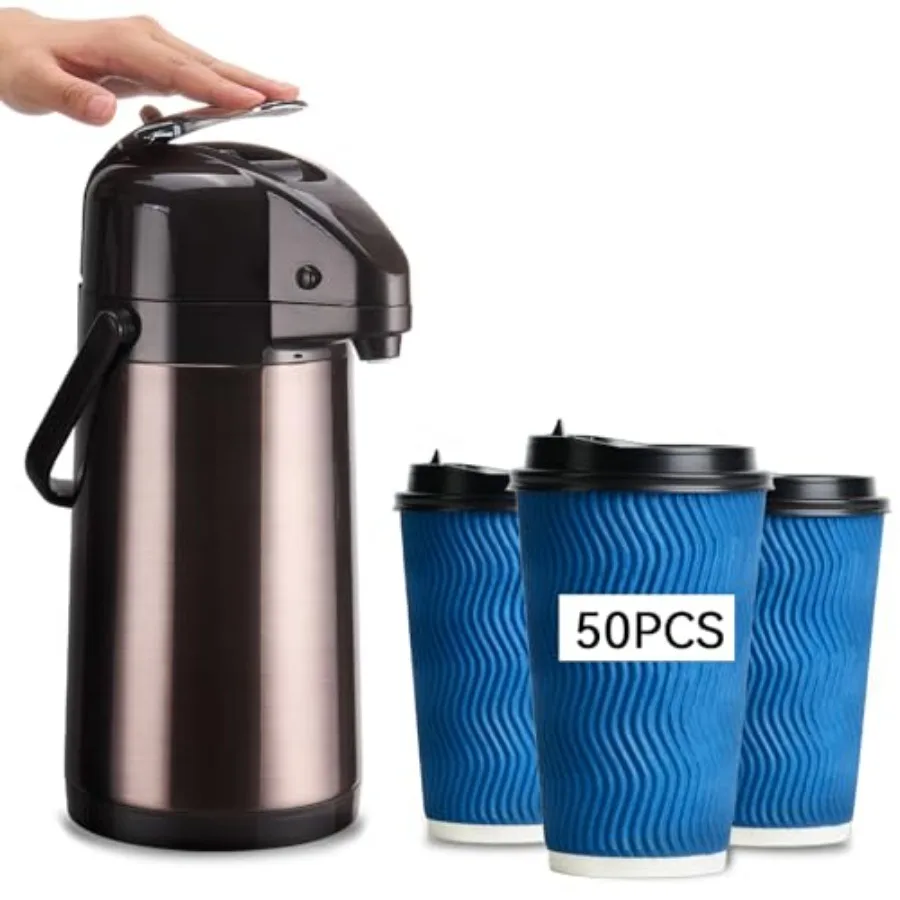 Upgraded Airpot Coffee Carafe with Double Pump 84oz 2.5L with Insulated Paper Disposable Coffee Cups 50PCS
Upgraded Airpot Coffee Carafe with Double Pump 84oz 2.5L with Insulated Paper Disposable Coffee Cups 50PCS