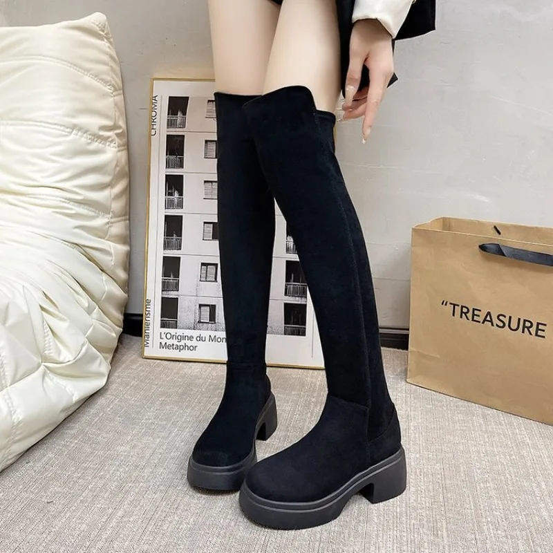 Women Over The Knee Boots Suede Like Texture Chunky Block Heel Platform Sole Round Toe Casual Daily Walking Long Booties Shoes
Women Over The Knee Boots Suede Like Texture Chunky Block Heel Platform Sole Round Toe Casual Daily Walking Long Booties Shoes