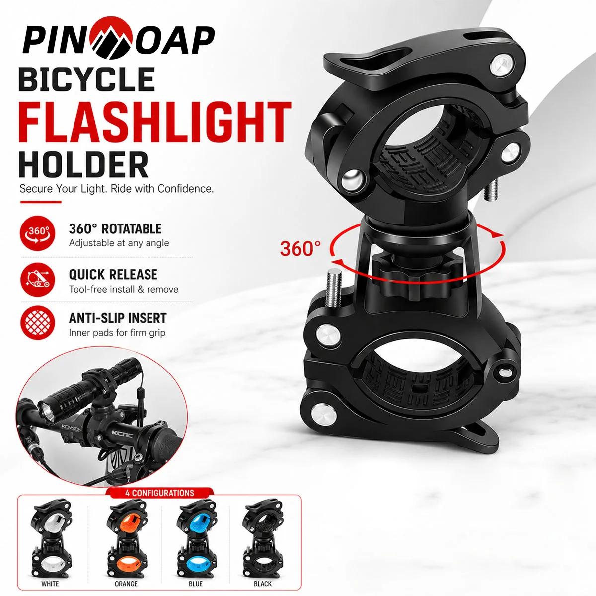 PINMOAP 1PC Universal Bike Light Holder Bicycle Flashlight Clamp Mount Torch Bracket Fit Handlebar Scooter Mtb Road Cycling Gear
PINMOAP 1PC Universal Bike Light Holder Bicycle Flashlight Clamp Mount Torch Bracket Fit Handlebar Scooter Mtb Road Cycling Gear