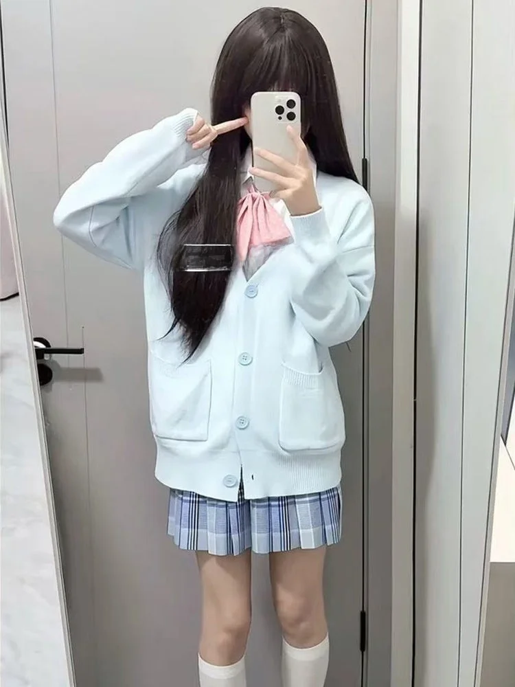 Sweet College Style Knitted Mink Coat Light Blue Open Cardigan Sweater for Autumn Winter Versatile Beautiful Jk Uniform Outfit
Sweet College Style Knitted Mink Coat Light Blue Open Cardigan Sweater for Autumn Winter Versatile Beautiful Jk Uniform Outfit