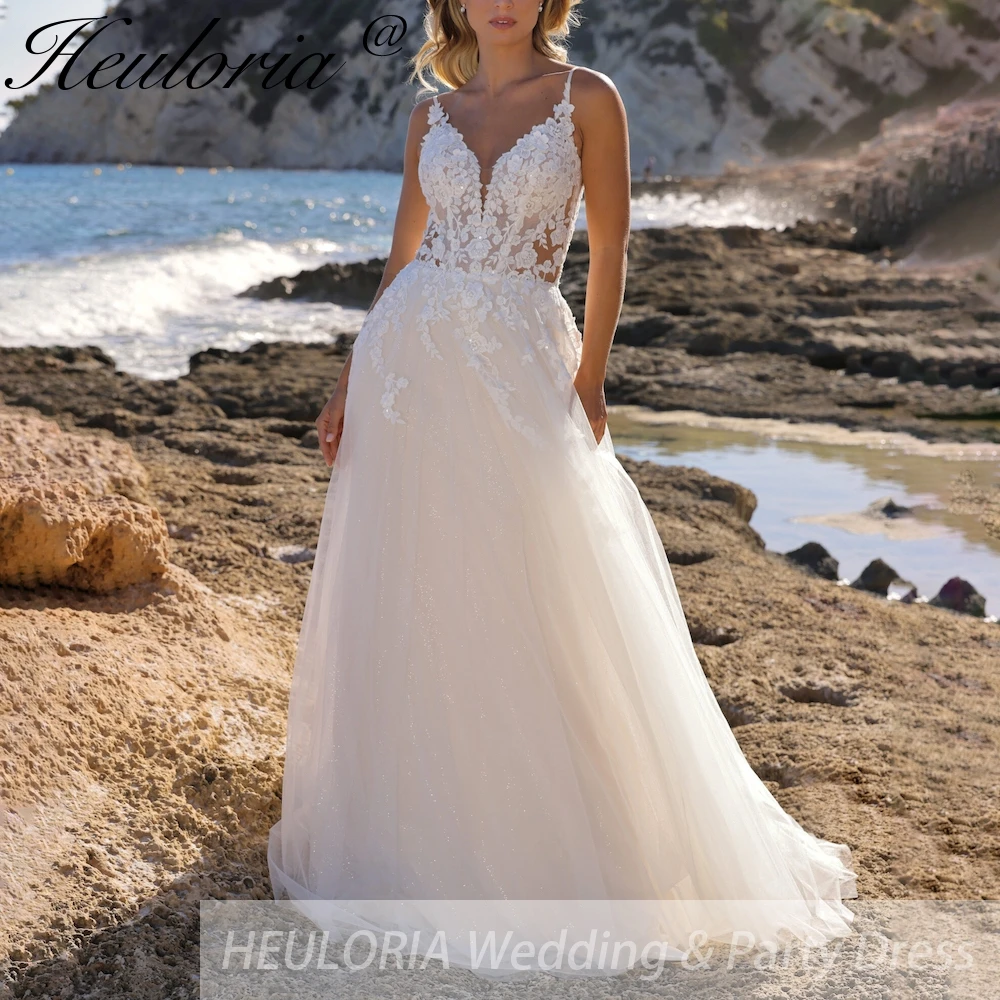 HEULORIA Charming Wedding Dresses Glitter Bridal Gowns Spaghetti Straps Robe For Formal Party Vestidos De Novia Customized
HEULORIA Charming Wedding Dresses Glitter Bridal Gowns Spaghetti Straps Robe For Formal Party Vestidos De Novia Customized