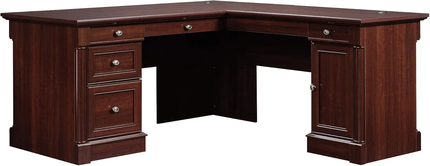 L Shaped Desk Select Cherry Three Additional Drawers Feature Metal Runners and Safety Stops Grommet Holes
L Shaped Desk Select Cherry Three Additional Drawers Feature Metal Runners and Safety Stops Grommet Holes