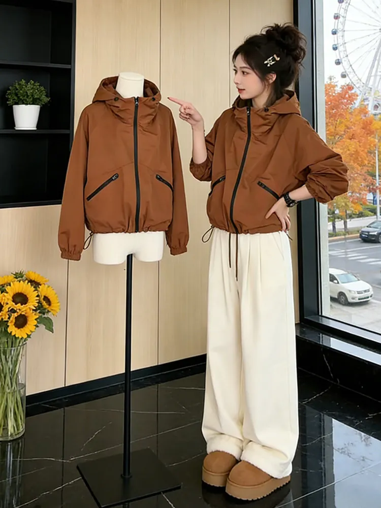 Hooded Jacket Women's Spring 2026 New American Workwear Casual Short Coat Thickened Warm Zipper Closure Pure Color
Hooded Jacket Women's Spring 2026 New American Workwear Casual Short Coat Thickened Warm Zipper Closure Pure Color