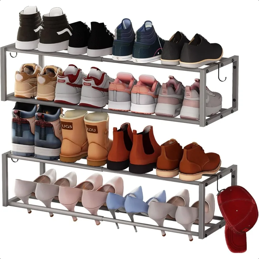 2 Pack Expandable Wall Mounted Shoe Rack 1731 Adjustable Hanging Shoe Rack Holds 16 Pairs Heavy Duty Metal Shoe Holder with 4 S
2 Pack Expandable Wall Mounted Shoe Rack 1731 Adjustable Hanging Shoe Rack Holds 16 Pairs Heavy Duty Metal Shoe Holder with 4 S
