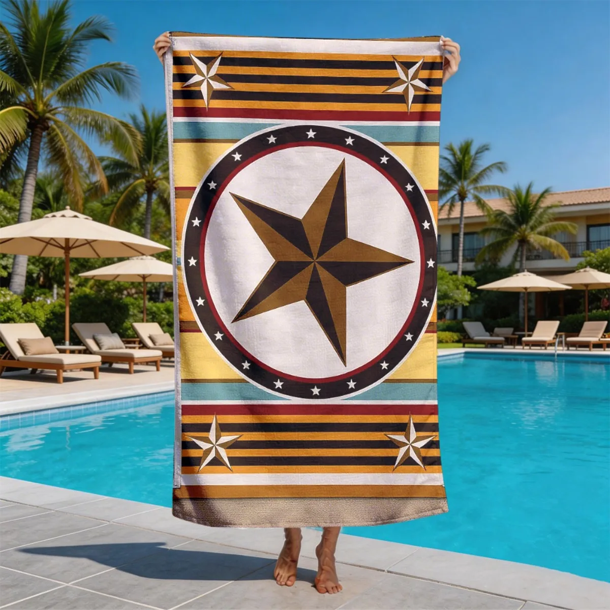 Western cowboy Texas style pattern polyester microfiber beach towel is highly absorbent, suitable for swimming and beach outings
Western cowboy Texas style pattern polyester microfiber beach towel is highly absorbent, suitable for swimming and beach outings