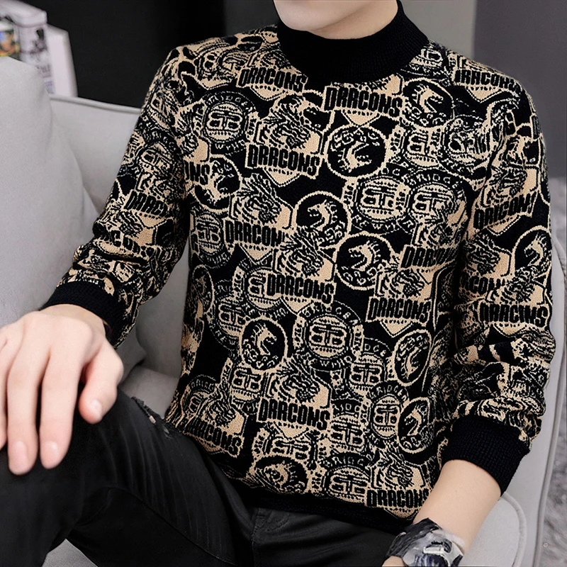 Autumn Winter New Mens Pullovers Knit Sweaters High Quality Thick Warm Cashmere Sweater Men Luxury Print sweater
Autumn Winter New Mens Pullovers Knit Sweaters High Quality Thick Warm Cashmere Sweater Men Luxury Print sweater