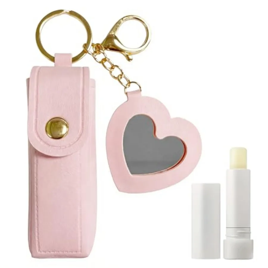 Pink Chapstick Holder with Mirror, Portable 3.5in Chapstick Holder Key Chain Organizer for Lipstick, Lip Balm and Makeup
Pink Chapstick Holder with Mirror, Portable 3.5in Chapstick Holder Key Chain Organizer for Lipstick, Lip Balm and Makeup