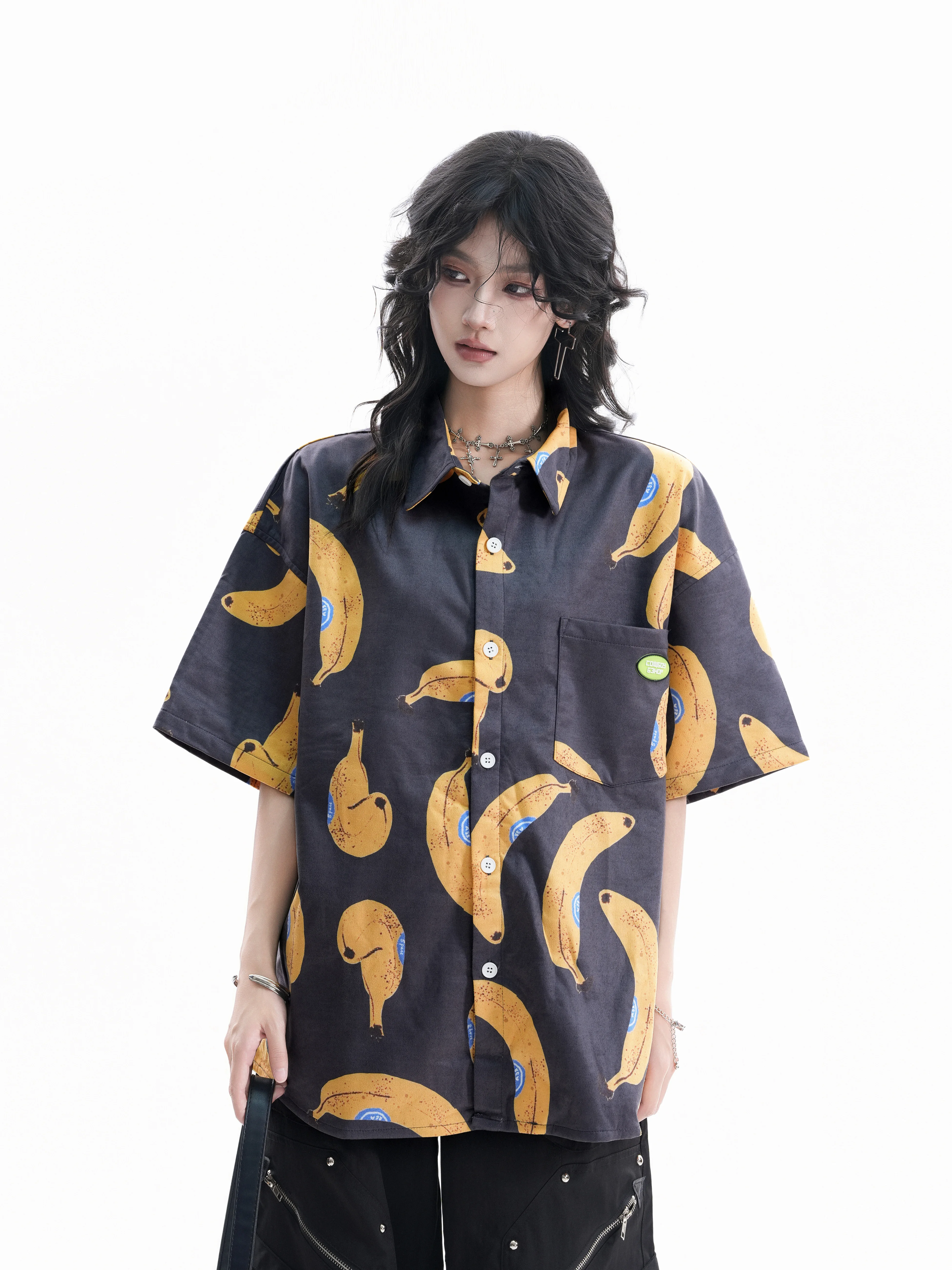 Loose Fit Fruit Print Short Sleeve Shirt Women's Summer Casual Style Couple's Open Cardigan T-Shirt Polyester Fiber
Loose Fit Fruit Print Short Sleeve Shirt Women's Summer Casual Style Couple's Open Cardigan T-Shirt Polyester Fiber