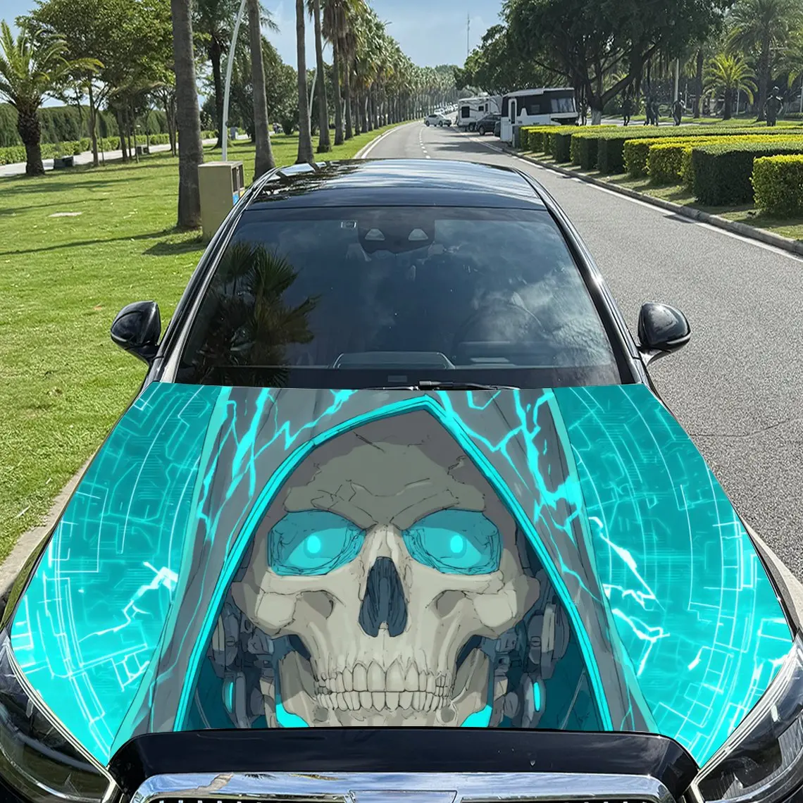 Vibrant Skull's Allure with Electric Effects PVC Car Engine Hood Vinyl Wraps, Self-Adhesive Waterproof Car Hood Decal Sticker, C
Vibrant Skull's Allure with Electric Effects PVC Car Engine Hood Vinyl Wraps, Self-Adhesive Waterproof Car Hood Decal Sticker, C