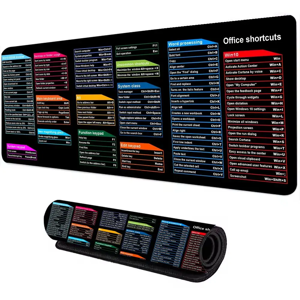 Windows and Excel keyboard shortcut mouse pad XXL computer office gaming desk pad Rubber non-slip gaming keyboard long table pad
Windows and Excel keyboard shortcut mouse pad XXL computer office gaming desk pad Rubber non-slip gaming keyboard long table pad