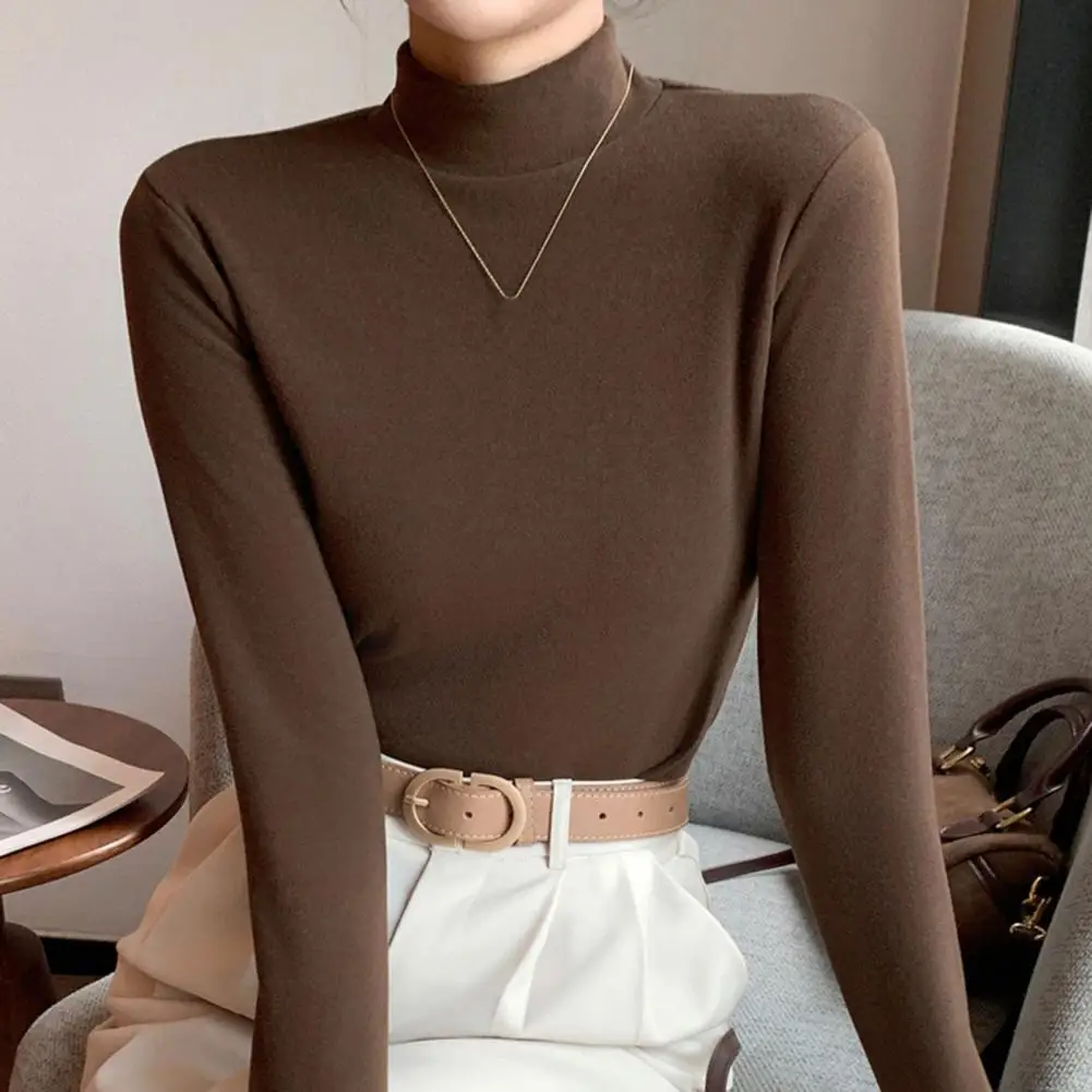 Elastic Winter Top Cozy Half-high Collar Women's Winter Top with Thick Velvet Soft Elastic Long Sleeve Slim Fit Warm for Fall
Elastic Winter Top Cozy Half-high Collar Women's Winter Top with Thick Velvet Soft Elastic Long Sleeve Slim Fit Warm for Fall