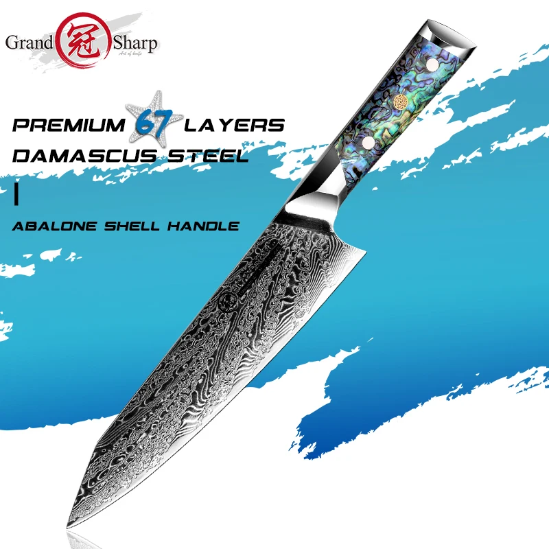 Grandsharp, 8,5 дюймов, японский нож Kiritsuke AUS10 из дамасской стали, кухонные ножи шеф-повара, резак для мяса, нож Gyuto
Grandsharp, 8,5 дюймов, японский нож Kiritsuke AUS10 из дамасской стали, кухонные ножи шеф-повара, резак для мяса, нож Gyuto