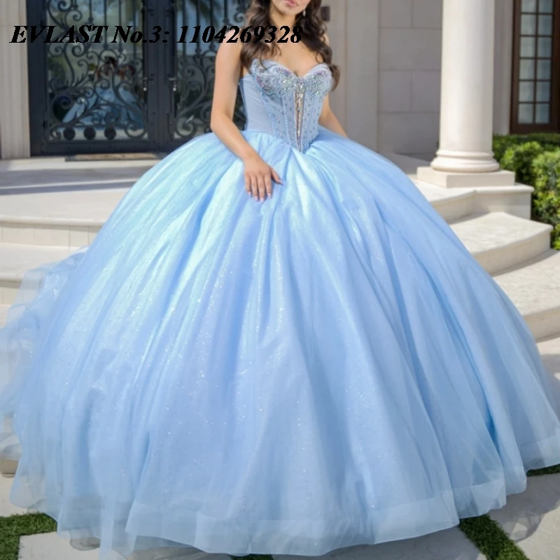 EVLAST Customized Sparkly Sky Blue Quinceanera Dress Ball Gown Shiny Applique Beading Corset Sweet 16 Vestidos De 15 Anos E3Q816
EVLAST Customized Sparkly Sky Blue Quinceanera Dress Ball Gown Shiny Applique Beading Corset Sweet 16 Vestidos De 15 Anos E3Q816
