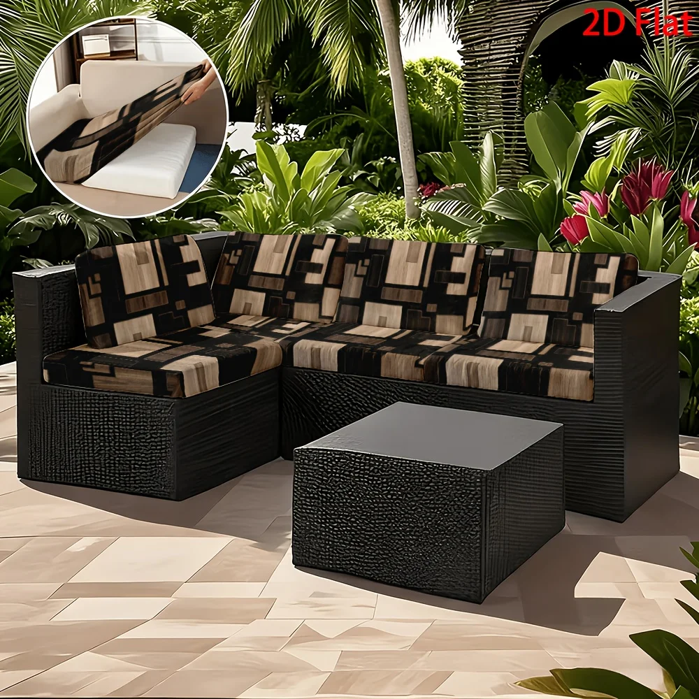 6/8pcs Brown Black Geometric Patchwork Outdoor Patio Sofa Cushion Cover, Removable Washable Patio Furniture Slipcover
6/8pcs Brown Black Geometric Patchwork Outdoor Patio Sofa Cushion Cover, Removable Washable Patio Furniture Slipcover